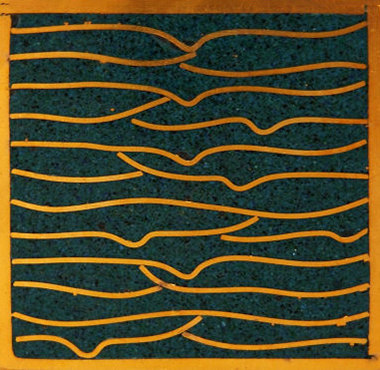 Pleats gold teal 5x5 | Metal tiles | Ann Sacks