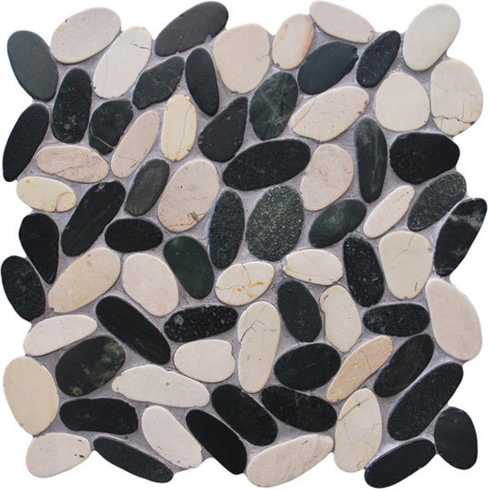 Oval Dia M White Dark mosaic | Naturstein Mosaike | Mosaic Miro Production