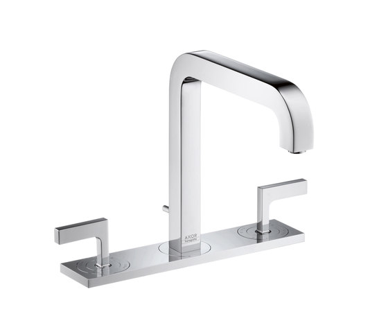AXOR Citterio 3-Hole Basin Mixer with cross handles plate and spout 205mm DN15 | Wash basin taps | AXOR