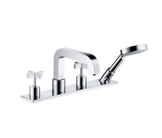 AXOR Citterio 4-Hole Rim-Mounted Bath Mixer with cross handles and plate DN15 | Bath taps | AXOR