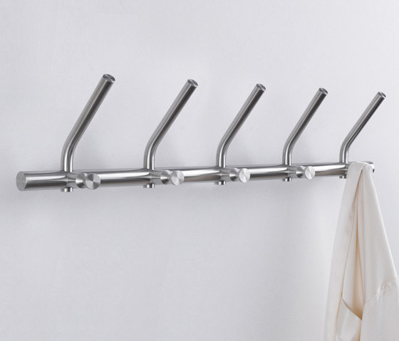 Wardrobe hook rail, purist, classic, 5 double hooks | Hook rails | PHOS Design