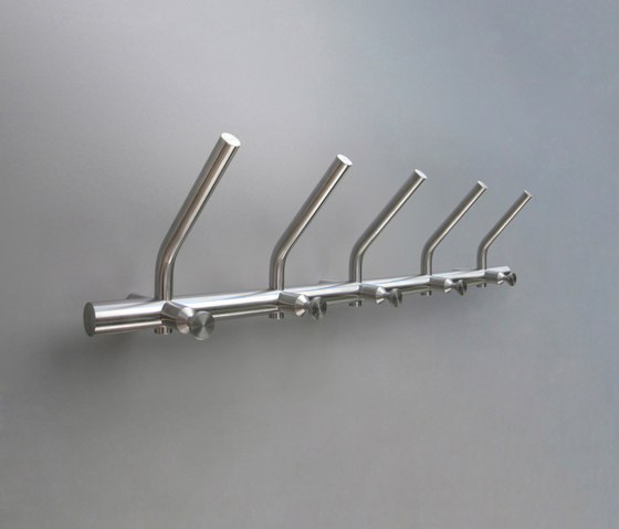 Wardrobe hook rail, purist, classic, 5 double hooks | Hook rails | PHOS Design