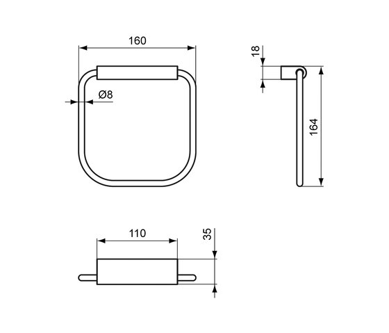 Connect Handtuchring eckig (schwenkbar) | Porte-serviettes | Ideal Standard