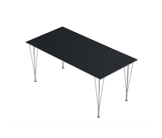 Rectangular | Dining table | B637 | Black laminate | Chrome span legs | Mesas comedor | Fritz Hansen