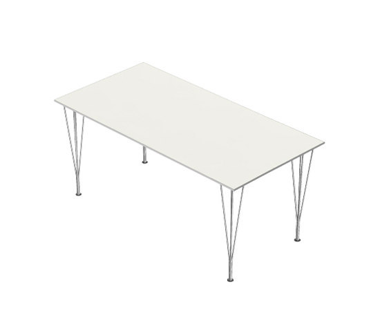 Rectangular | Dining table | B638 | White laminate | Chrome span legs | Dining tables | Fritz Hansen