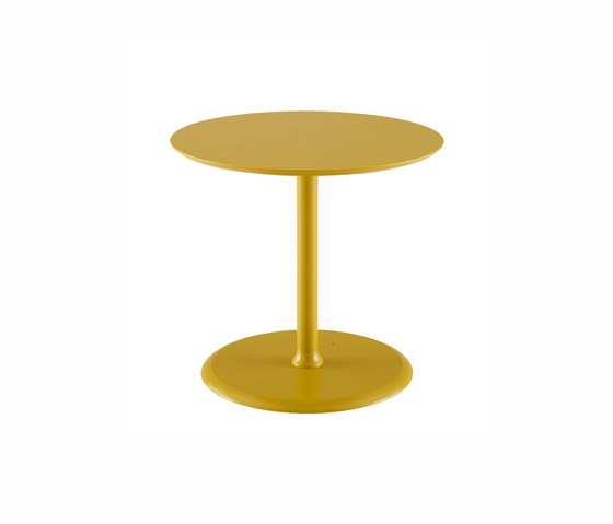 Elysee | Pedestal Table With Two Surfaces Moutarde Lacquer | Side tables | Ligne Roset