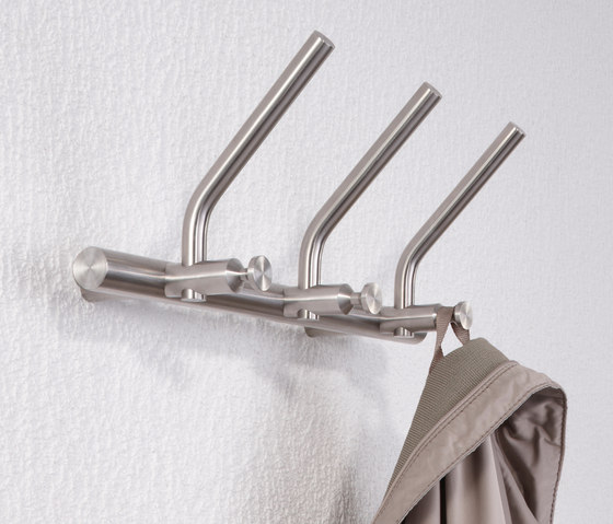 Wardrobe hook rail, purist, classic, 3 double hooks | Hook rails | PHOS Design