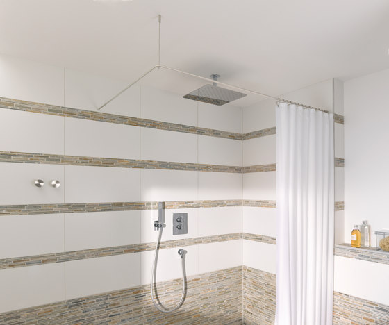 Barre de rideau de douche en L, 100x100 cm vissée | Tringles à rideaux de douche | PHOS Design