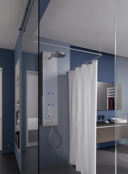 Binario per tenda da doccia a L, 100x100 cm avvitato | Bastone tenda doccia | PHOS Design