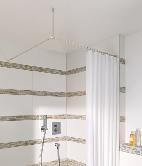 Barre de rideau de douche en L, 100x100 cm vissée | Tringles à rideaux de douche | PHOS Design