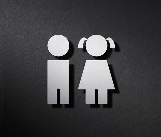 Stainless steel toilet signs as children's pictograms for boys & girls | Symbols / Signs | PHOS Design