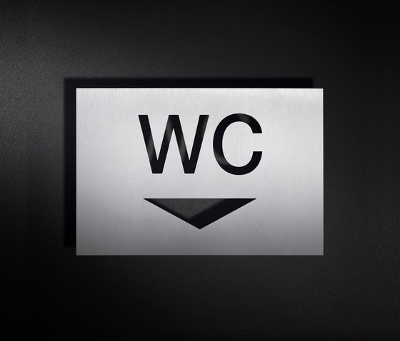 WC sign combination with directional arrow pointing downwards | Symbols / Signs | PHOS Design