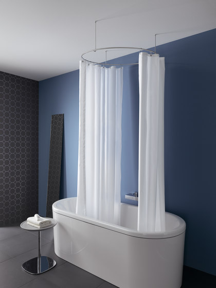 Barre de rideau de douche ronde Anneau-diamètre 90 cm | Tringles à rideaux de douche | PHOS Design