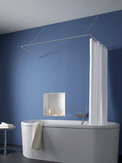 Barre de rideau de douche en U baignoire 70x170x70 cm vissée | Tringles à rideaux de douche | PHOS Design