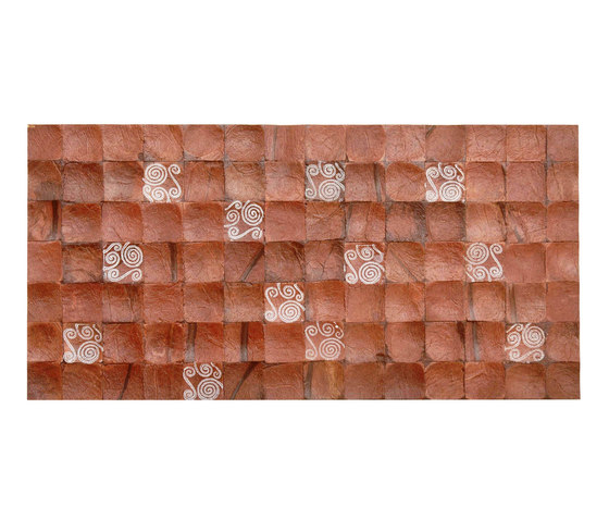Cocomosaic tiles brown bliss with spiral white stamp | Mosaïques en coco | Cocomosaic