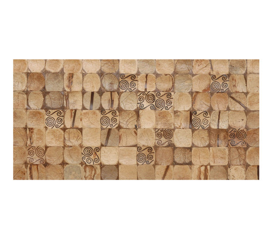 Cocomosaic tiles natural bliss with spiral brown stamp | Mosaici cocco | Cocomosaic