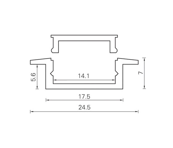 Aluminium Profiles 17.5 x 7.0 mm with collar | Lampade per mobili | UNEX