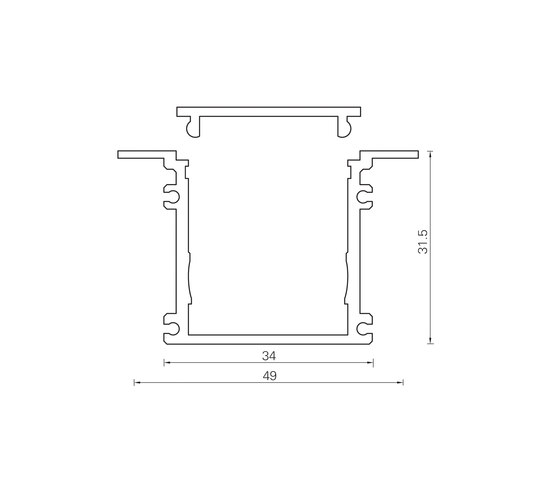 Aluminium Profiles 34.0 x 31.5 mm with collar | Lámparas para muebles | UNEX