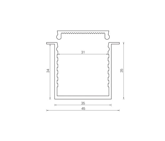 Aluminium Profile 35.0 x 35.0 mm mit Kragen | Möbelleuchten | UNEX
