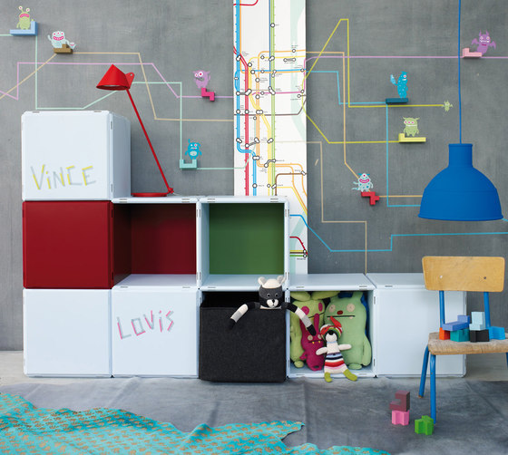 q18_children_ice blue_high red | Kids storage furniture | qubing.de