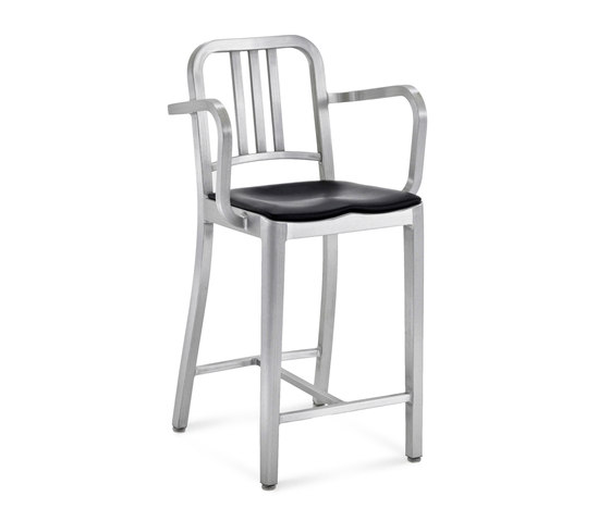 Navy® Counter stool with arms seat pad | Barhocker | emeco