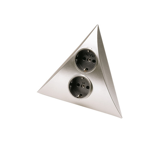 Luxor socket and switch in chrome, two-way | Prises Schuko | Hera