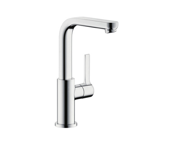 hansgrohe Metris S Single lever basin mixer with push-open waste set and swivel spout with 120° range | Wash basin taps | Hansgrohe