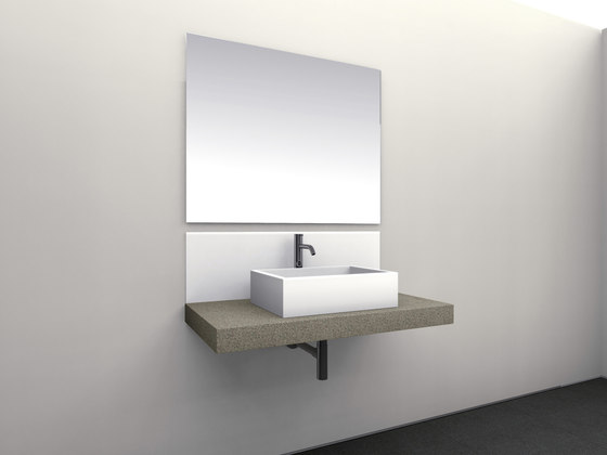 Console basin | Design Nr. 1005 – Braungrau seidenmatt | Mineral composite panels | Absolut Bad