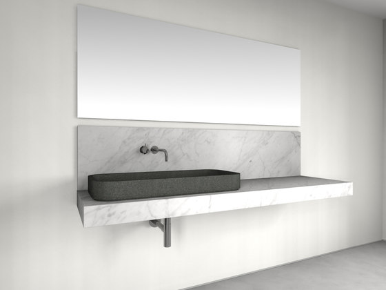 Console basin | Design Nr. 1013 – Bianco Carrara seidenmatt | Lastre pietra naturale | Absolut Bad