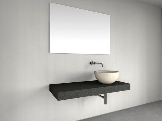 Console basin | Design Nr. 1014 – Basaltina seidenmatt | Natural stone panels | Absolut Bad