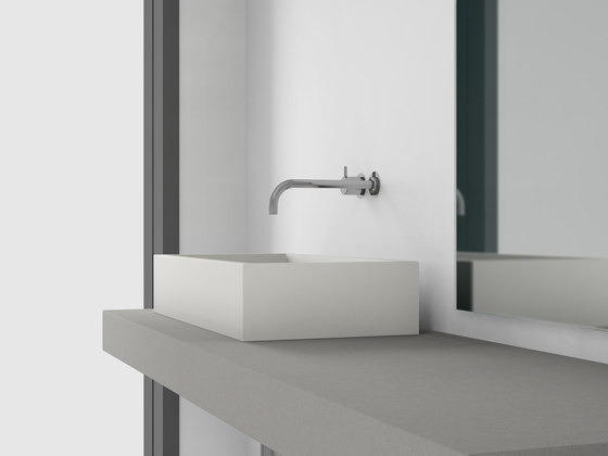 Console basin | Design Nr. 1038 – Pat Grey seidenmatt | Lastre pietra naturale | Absolut Bad