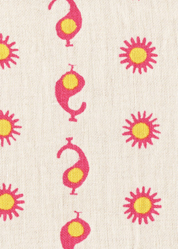 Casablanca 1 Natural/Bubblegum Pink & Sunburst | Tissus de décoration | Kathryn M Ireland