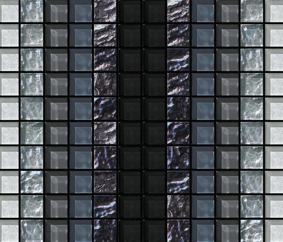 Decor 23x23 Shade Black Decoro | Mosaïques verre | Mosaico+