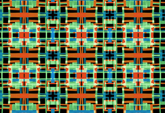 Geometrische Muster | Geometrisches Muster in Orange und Grün | Wandbeläge / Tapeten | wallunica