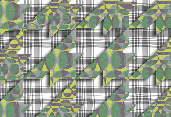Houndstooth Design | Large Houndstooth over plaid background | Wood panels | wallunica