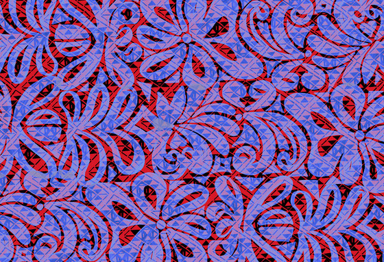 Abstract Pattern | Rouge et bleu dessin | Panneaux de bois | wallunica