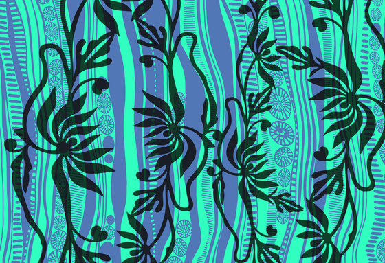 Aqua Design | Seaweed over blue and aqua background | Carta parati / tappezzeria | wallunica