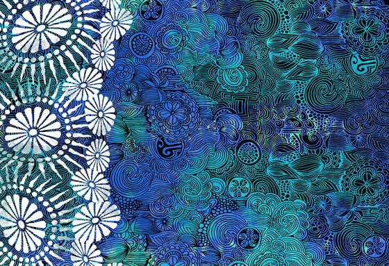 Felt Art | Aqua and blue intricate design | Revestimientos de paredes / papeles pintados | wallunica