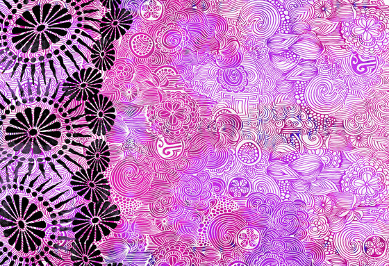 Felt Art | Conception complexe rose et violet | Panneaux de bois | wallunica