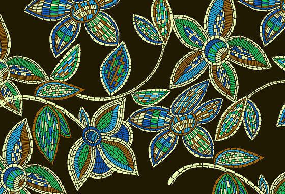 Mosaic Design | Blue, green and brown mosaic flowers | Wall coverings / wallpapers | wallunica