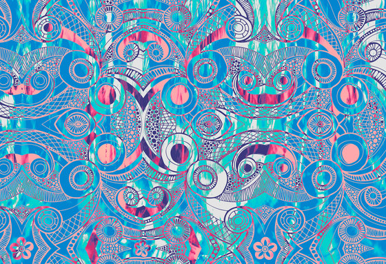 Illustrationen - Wall Art | Blau-Rosa Illustration | Holz Platten | wallunica