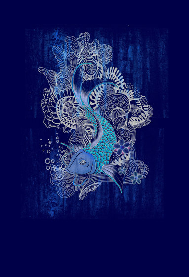 Ilustrations - Wall Art | Conception graphique de poissons de koi | Panneaux de bois | wallunica