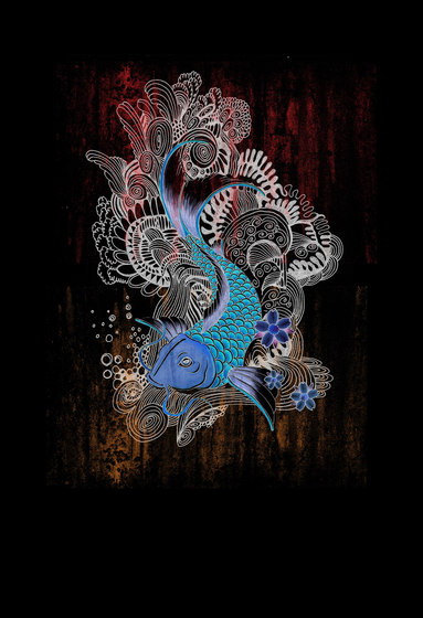 Ilustrations - Wall Art | Conception graphique de poissons de koi | Peintures murales / art | wallunica