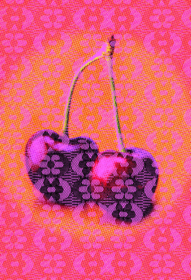 Ilustrations - Wall Art | Lace layer over cherry image | Fogli di plastica | wallunica