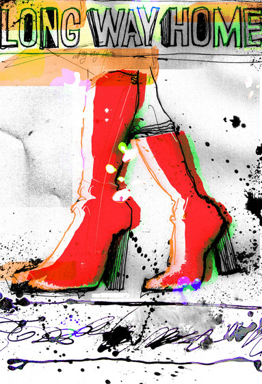 Ilustrations - Wall Art | Red boots illustration | Planchas de madera | wallunica