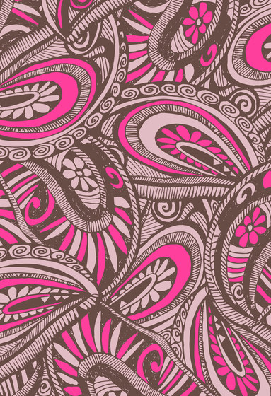 Paisley Design | Pink and brown drawn paisley design | Wall coverings / wallpapers | wallunica