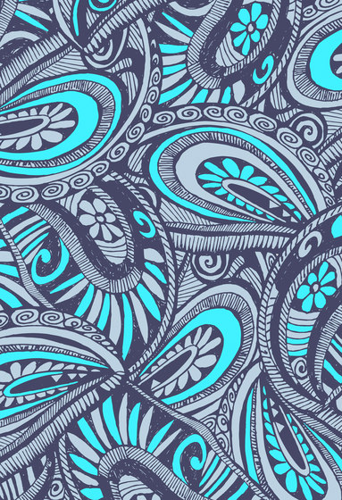 Paisley Design | Blue drawn paisley design | Wood panels | wallunica