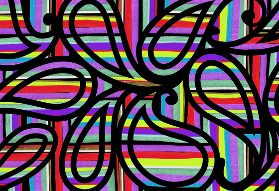 Paisley Design | Paisley over brightly colored stripes | Pannelli legno | wallunica
