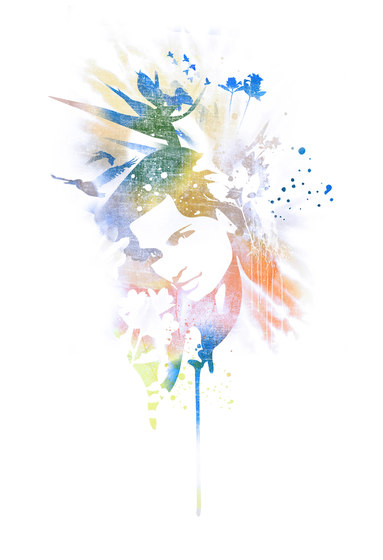 Surfin' Flower-Power | Colorful woman design | Pannelli legno | wallunica