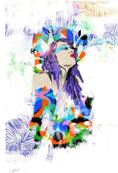 Surfin' Flower-Power | Colorful woman design | Wood panels | wallunica